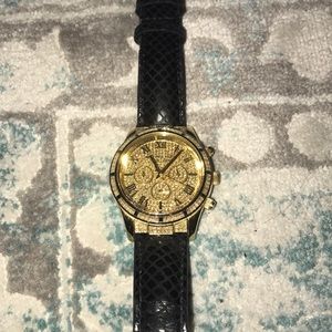 Black Michael Kors watch w ALL Gold Diamond Face